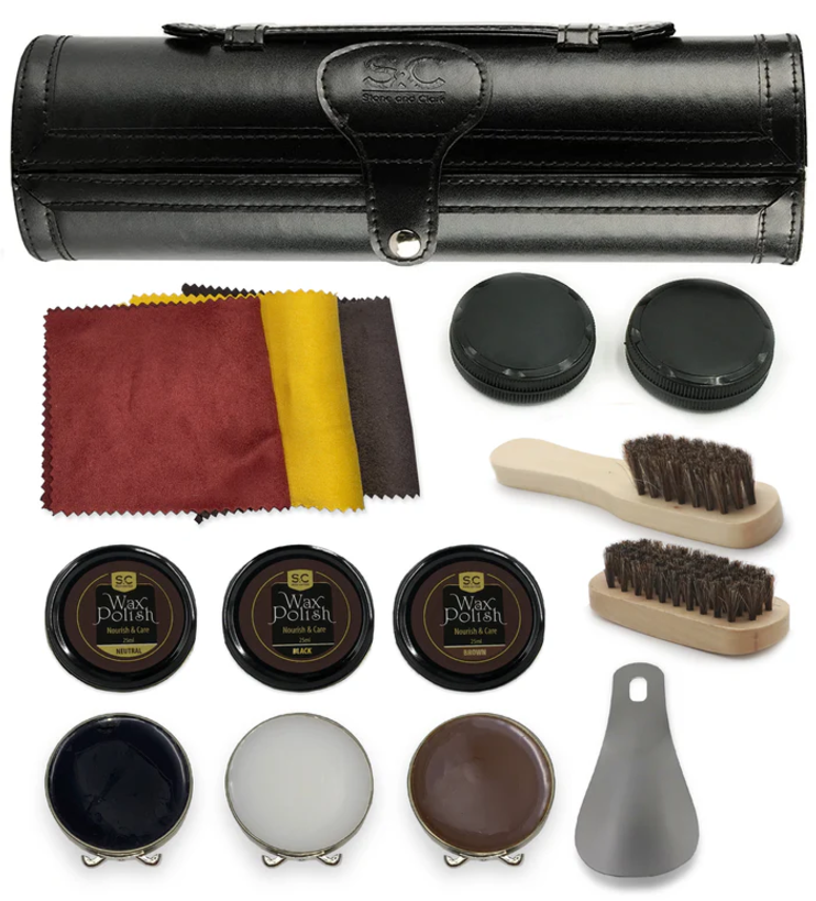 Stone and Clark: 12PC Leather Shoe Shine & Care Kit for Men & Women